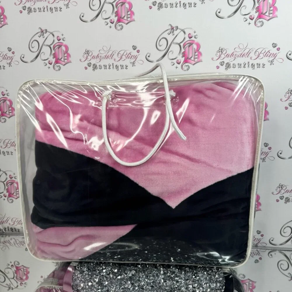 Playboy bunny blanket throw black Pink Luxury Plush Blanket furry fuzzy soft